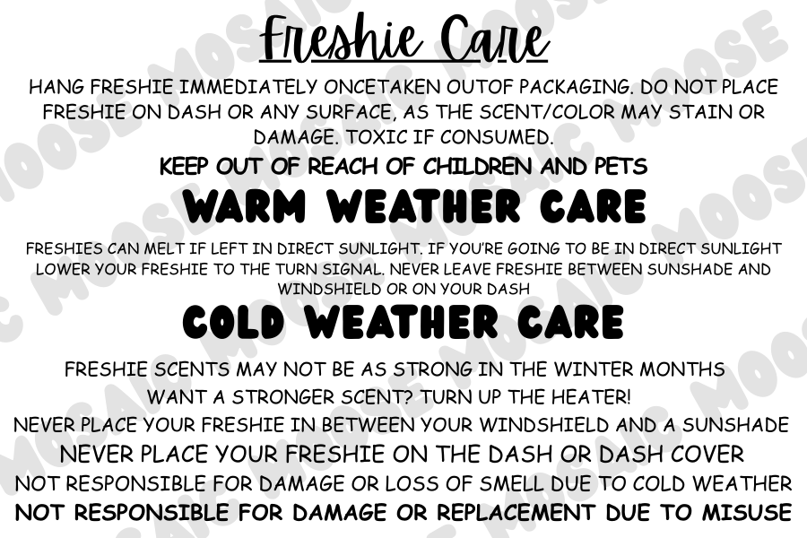 Freshie Care Labels