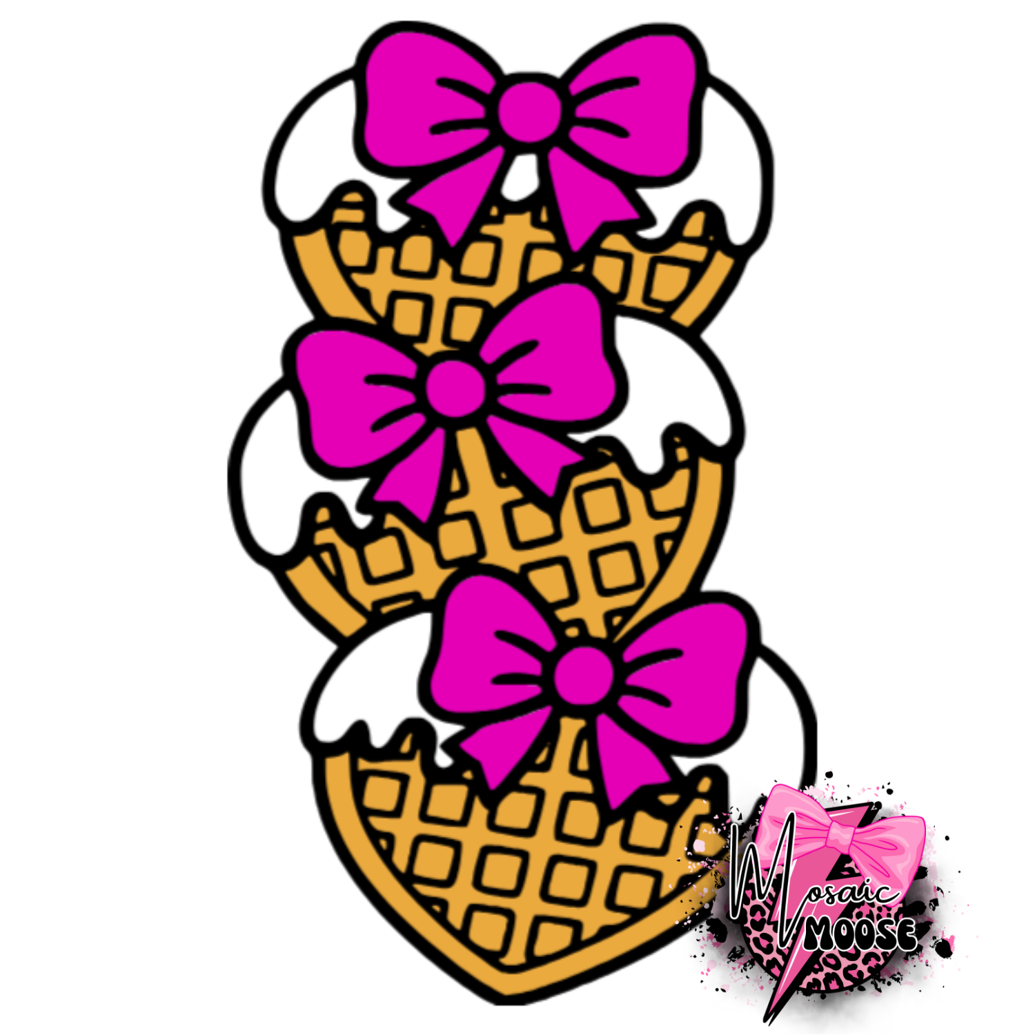 Heart Waffles with Bow