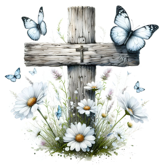Floral Cross w/ Butterfly-13