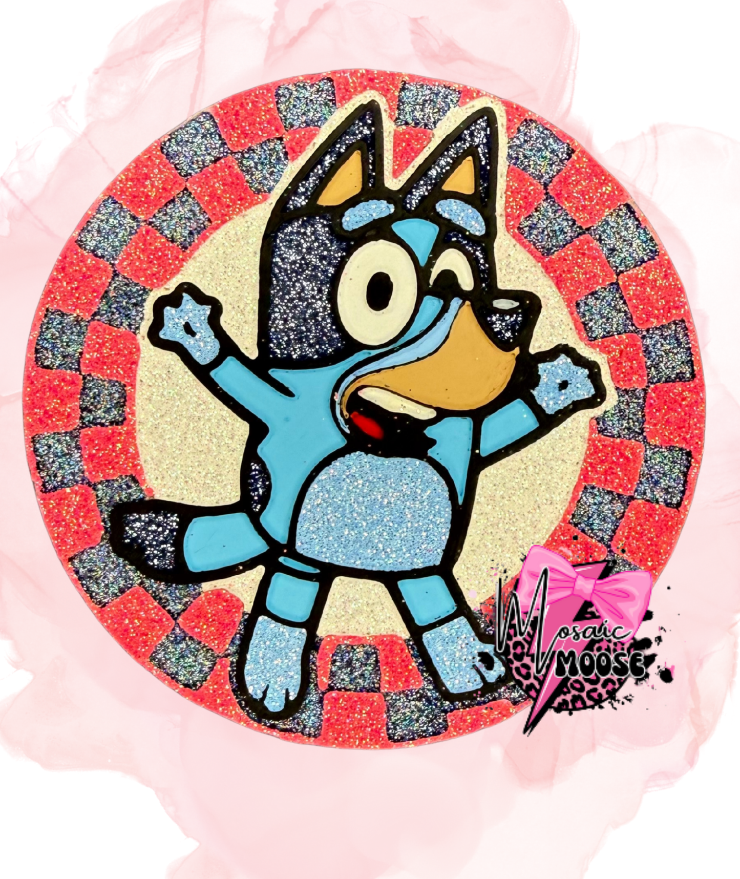 Blue Dog Checkered Circle