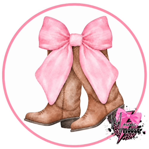 Brown Boots Pink Bow